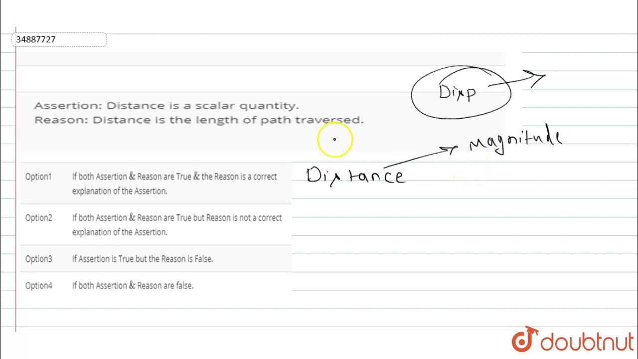 Assertion Distance is a scalar quantity. Reason Distance is the
