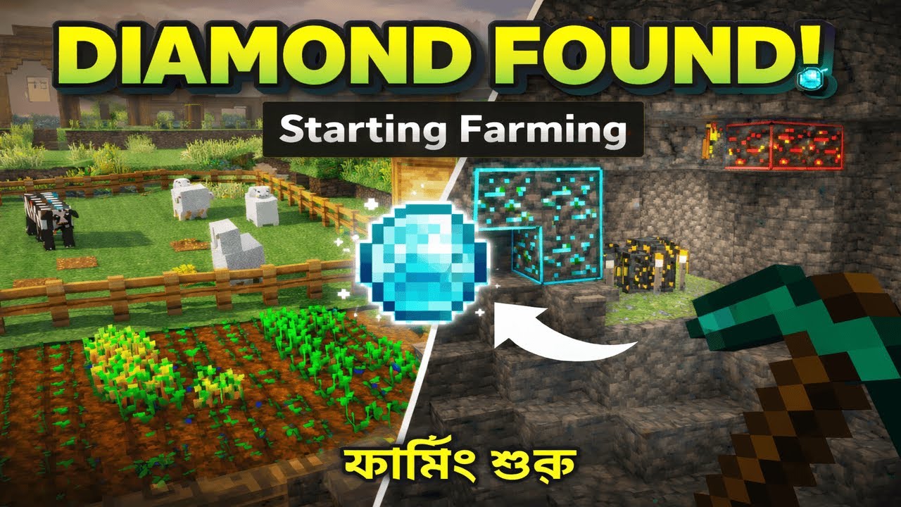 starting farming and finding diamond in minecraft #episode2 R.I.A ...