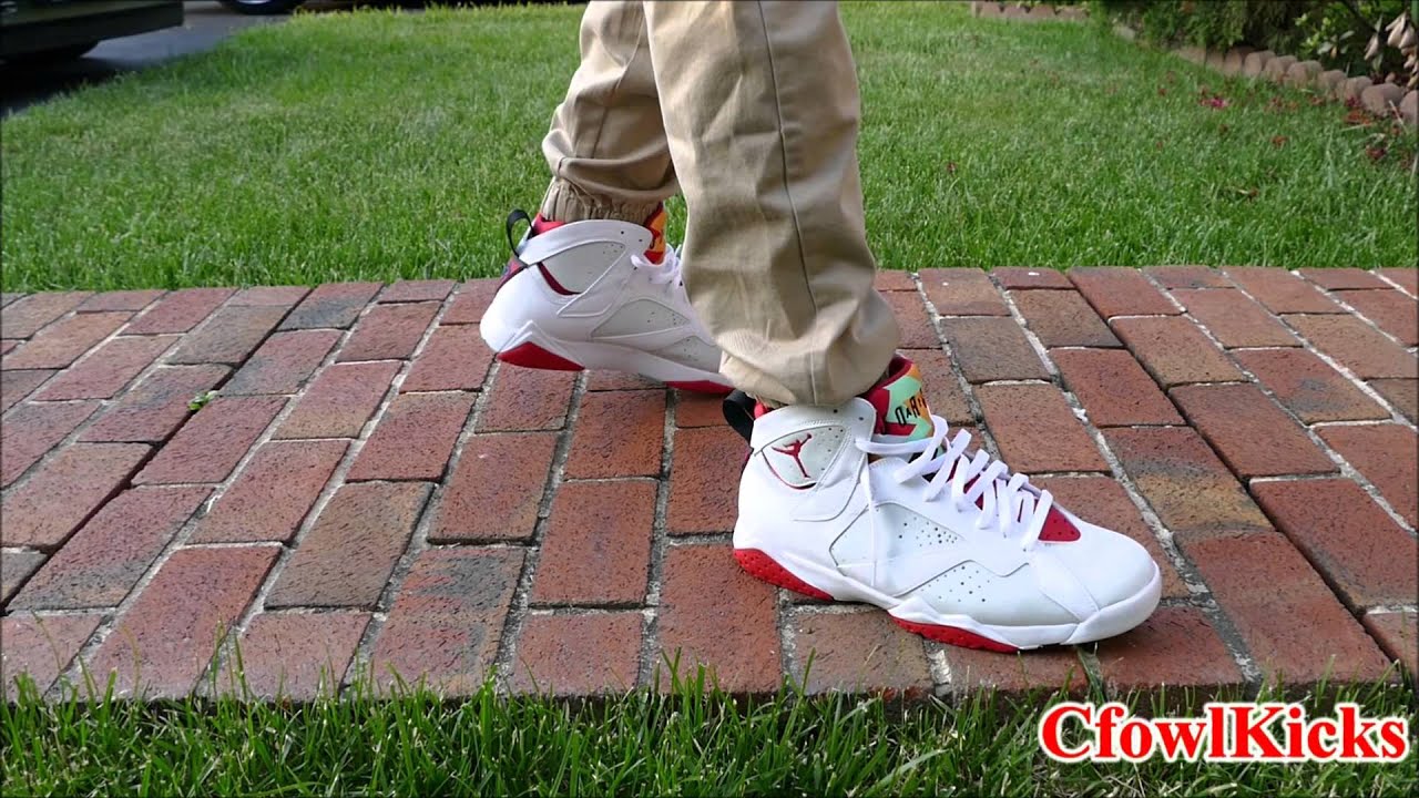 air jordan 7 hare on feet