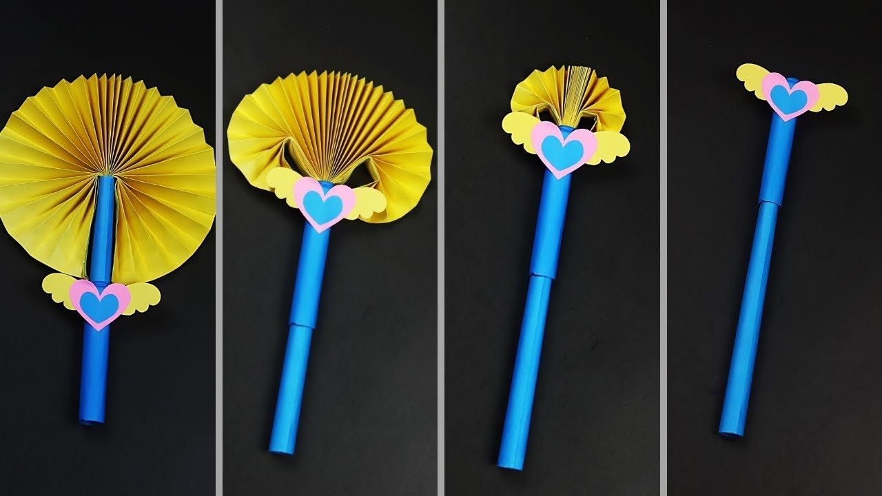 Mini Paper Fan DIY Paper Mini Fan / How To Make Paper Fan With Paper / School Craft ...