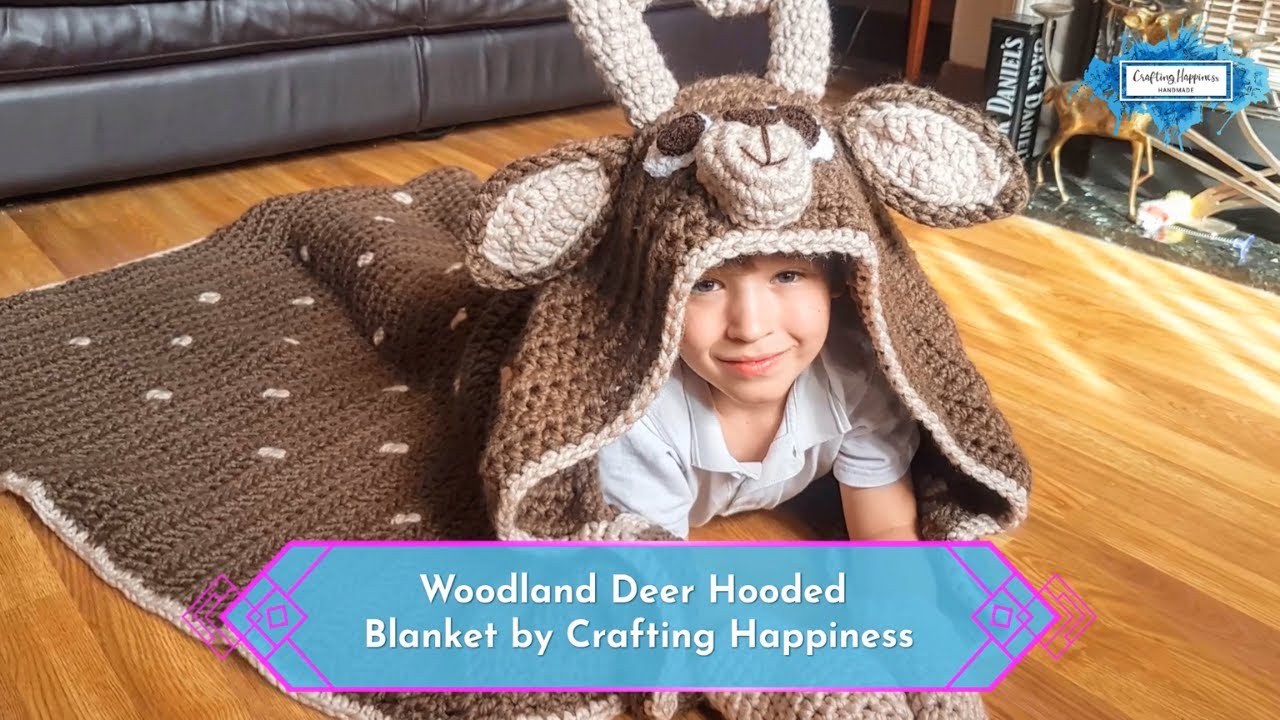 Woodland Deer Hooded Blanket Crochet Pattern Crafting Happiness PROMO