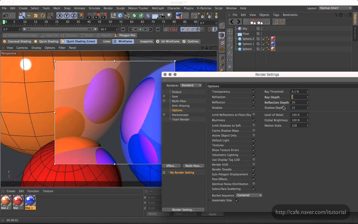 C4d - Rander Option(Ray Depth & Reflection Depth) - YouTube