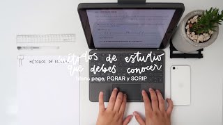 Métodos de estudio (efectivos) que debes conocer: blanc page, PQRAR y SCRIP