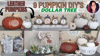 9 DOLLAR TREE PUMPKIN DIY'S | LEATHER PUMPKINS | FARMHOUSE FALL DECOR
