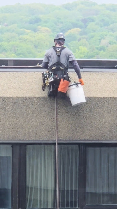 Respect! Dangerous High Rise Window Cleaning #windows #cleaning #respect #dangerous