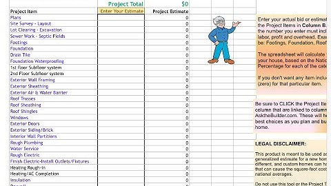 New Home Construction Cost Estimator Tool