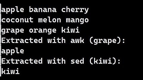 learn bash script on linux , extract from array with awk and sed
