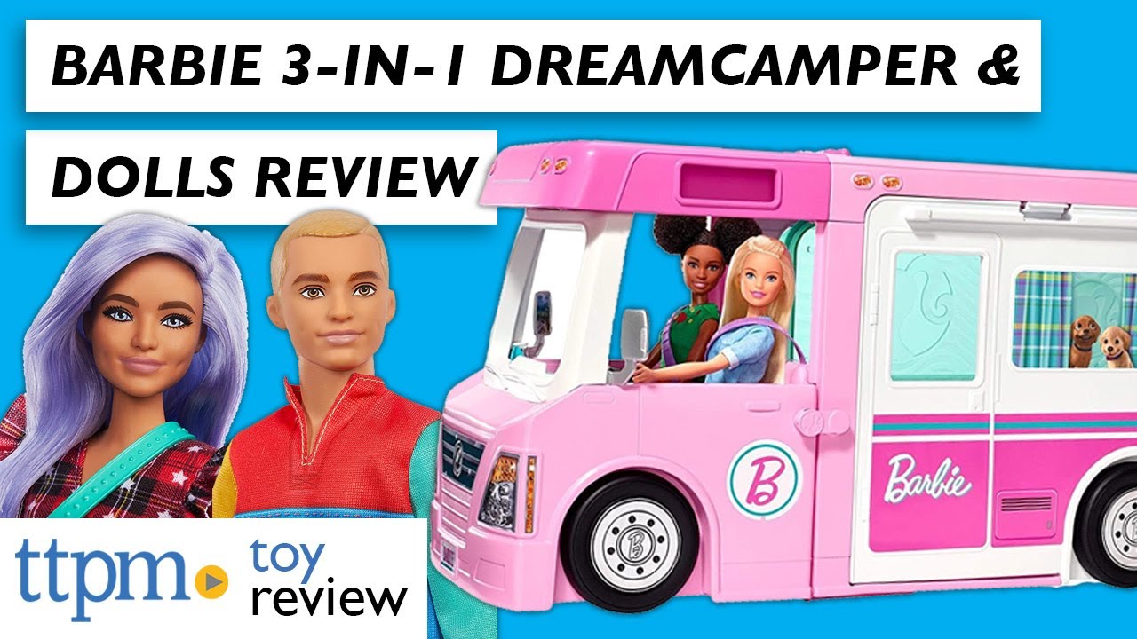 barst verdwijnen telefoon Barbie 3-in-1 DreamCamper and Assorted Barbie and Ken Dolls from Mattel |  Toy Reviews - YouTube