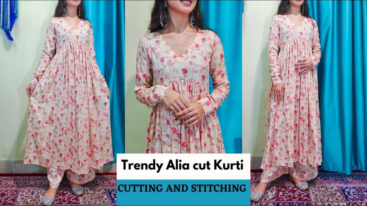 naira cut kurti||naira cut kurti cutting and stitching || new design 👗  naira dress design easymethod - YouTube