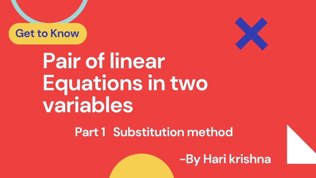 Substitution method - Pair of linear equations in two variables #maths ...