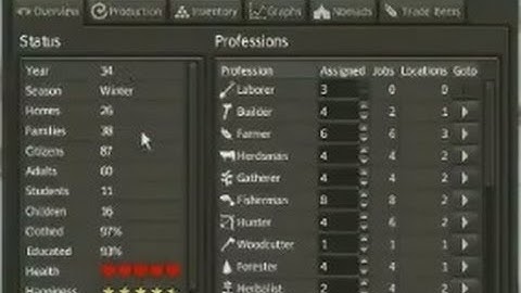 Banished 1.0 Tutorial Part 3/3 - Seeds, Townhall Stats, Culling Herds