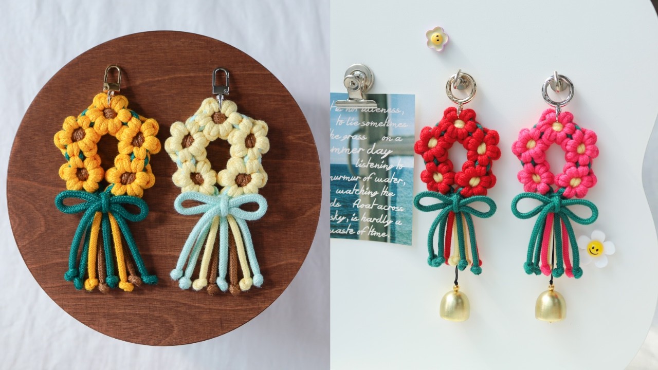 Kor/JP/EN] How to Make a Flower Wreath Keychain & Doorbell - YouTube