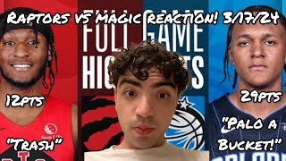 PALO A BUCKET! RAPTORS at MAGIC | FULL GAME HIGHLIGHTS | March 17, 2024 | REACTION