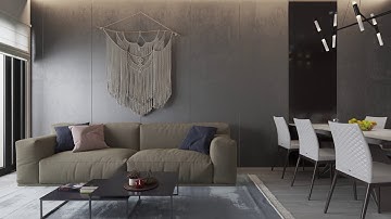 3d render camera span across a modern open living