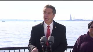 Governor Cuomo Makes an Announcement at the Statue of Liberty