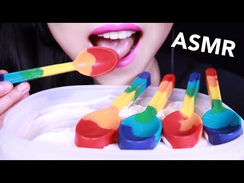 ASMR Rainbow Chocolate Spoons & Ice Cream | アイスクリームを食べる音 | 베라 아이스크림 리얼사운드 먹방 | Abbey ASMR