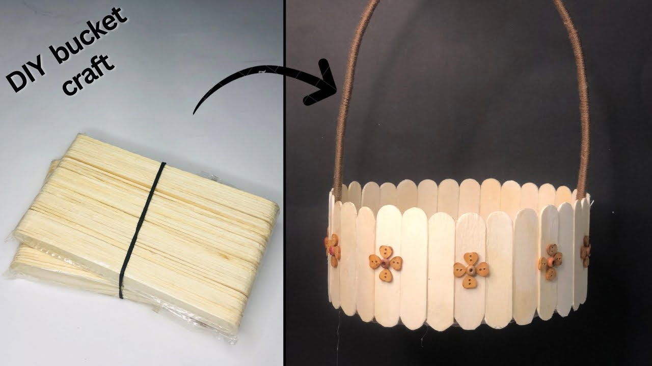 ice cream  sticks bucket|| Diy popsicle sticks craft@Zaras_crafts