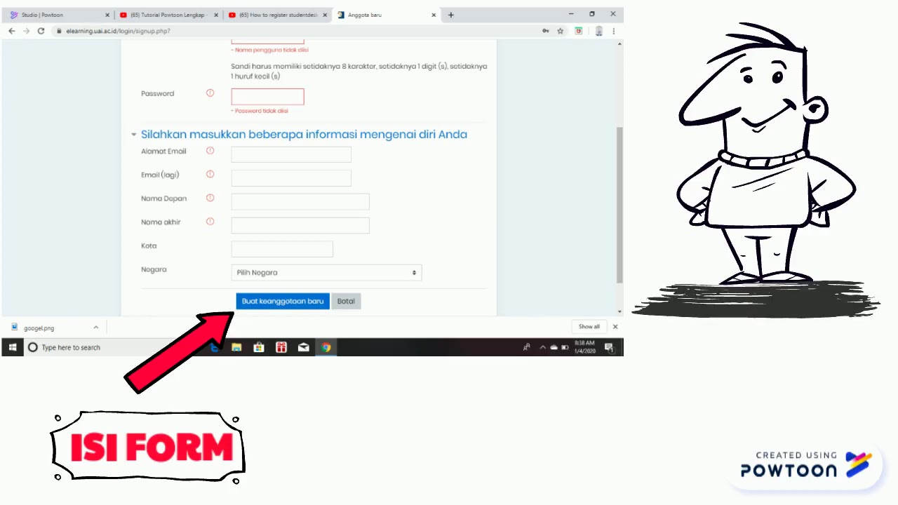 CARA REGISTRASI E-LEARNING/UAI 