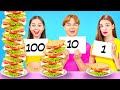 DESAFÍO EXTREMO DE 100 CAPAS || 1000 capas de maquillaje, comida y tatuajes por 123 GO! CHALLENGE