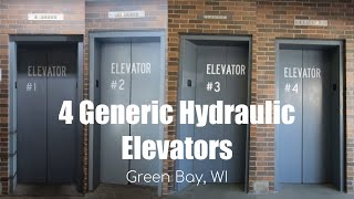 All Four Generic Hydraulic Elevators at the Pine Street Parking Garage in Green Bay, WI