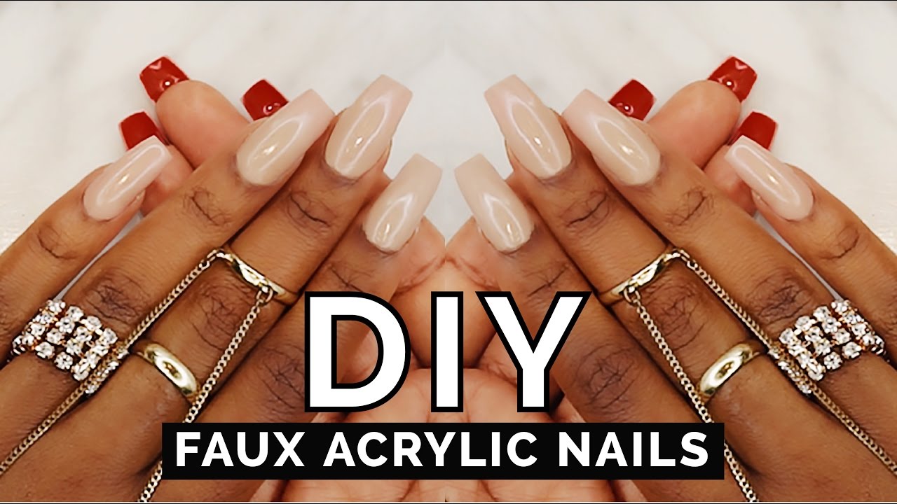 DIY EASY FAKE NAILS AT HOME! (NO ACRYLIC) - YouTube