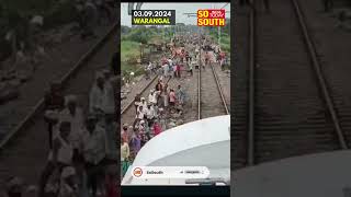 Track restoration work is underway for trains to resume services on the Warangal-Vijayawada line