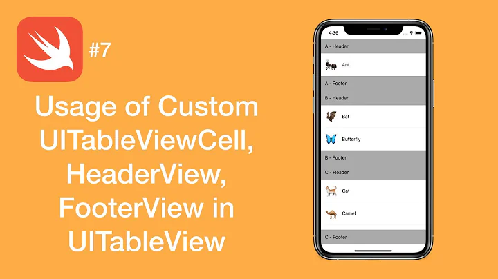 Usage of Custom UITableViewCell, HeaderView, FooterView in UITableView - Swift #7 - iOS Programming