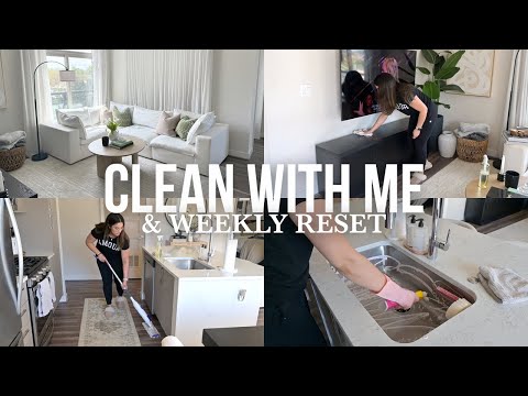 weekly reset and clean with me! whole apartment speed cleaning, grocery haul, making overnight oats