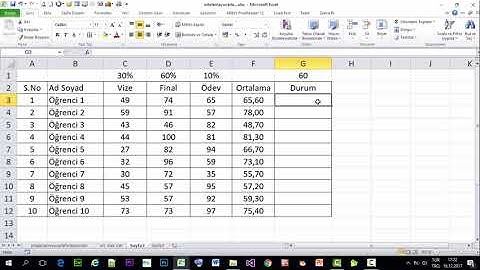 MS EXCEL 2010 - AĞIRLIKLI ORTALAMA VE EĞER İŞLEVİ