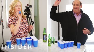 How To Play Beer Pong Ft. Angela And Kevin From 'The Office'
