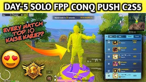 DAY-5 Solo fpp conqueror rankpush C2S5 | How to get top 10 in evry match | Solo fpp conqueror tips