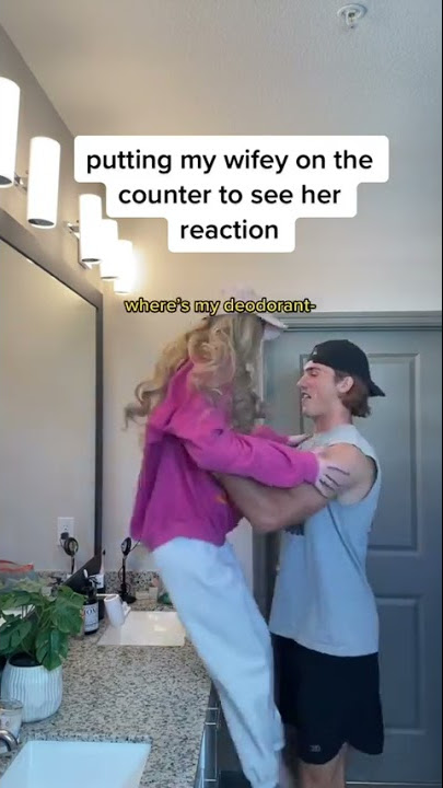 Putting my wife on the counter to see her reaction #shorts