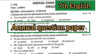 7th English Annual Exam Question Paper 2023  Common Third Term Summative Examination 2023