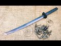 WOOTZ steel from rusty springs-Forging a WAKIZASHI sword