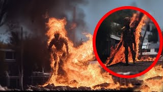 Huge Fire Creature Is Caught On Camera In The Midst Of A Fire - 6 Horror Videos