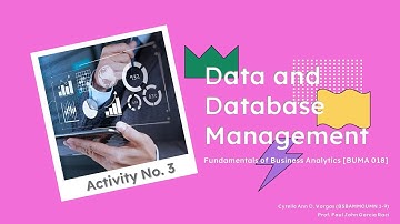 Activity No. 3: Data and Database Management