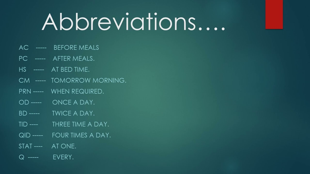 commonly Used abbreviation in hospital .....