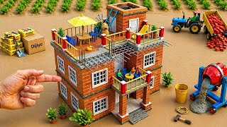 Tractor build a Mini brick building With Dining Set Diy Construction Science project@MiniConsCreator