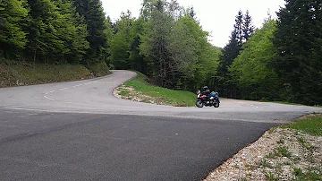 Uphill hairpin turn with my V-strom