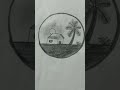 circle scenery drawing villge house🏡