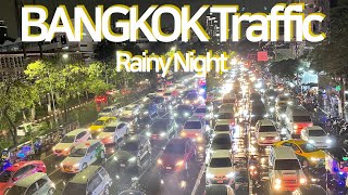 Bangkok Traffic Rainy Night. Heavy Rain in City. Virtual Bangkok l Bangkok Thailand 4-18