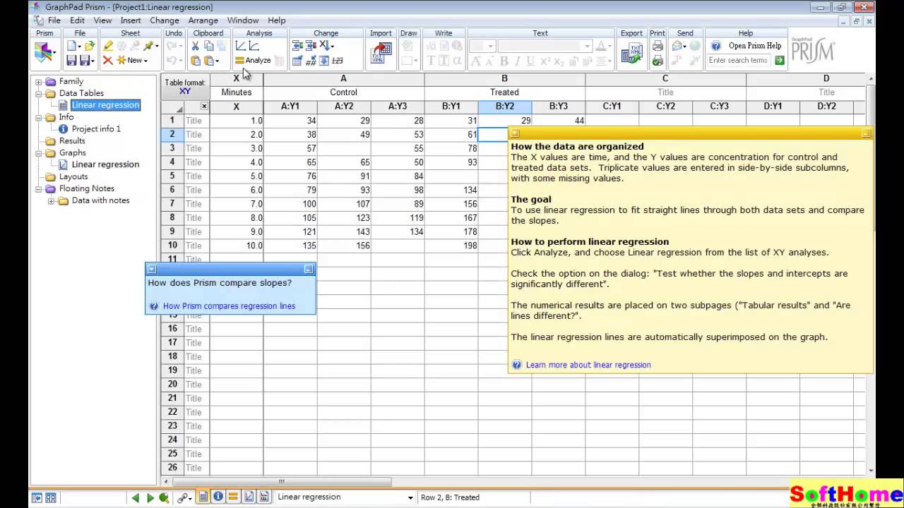 GraphPAD Linear Regression Compare Slope YouTube