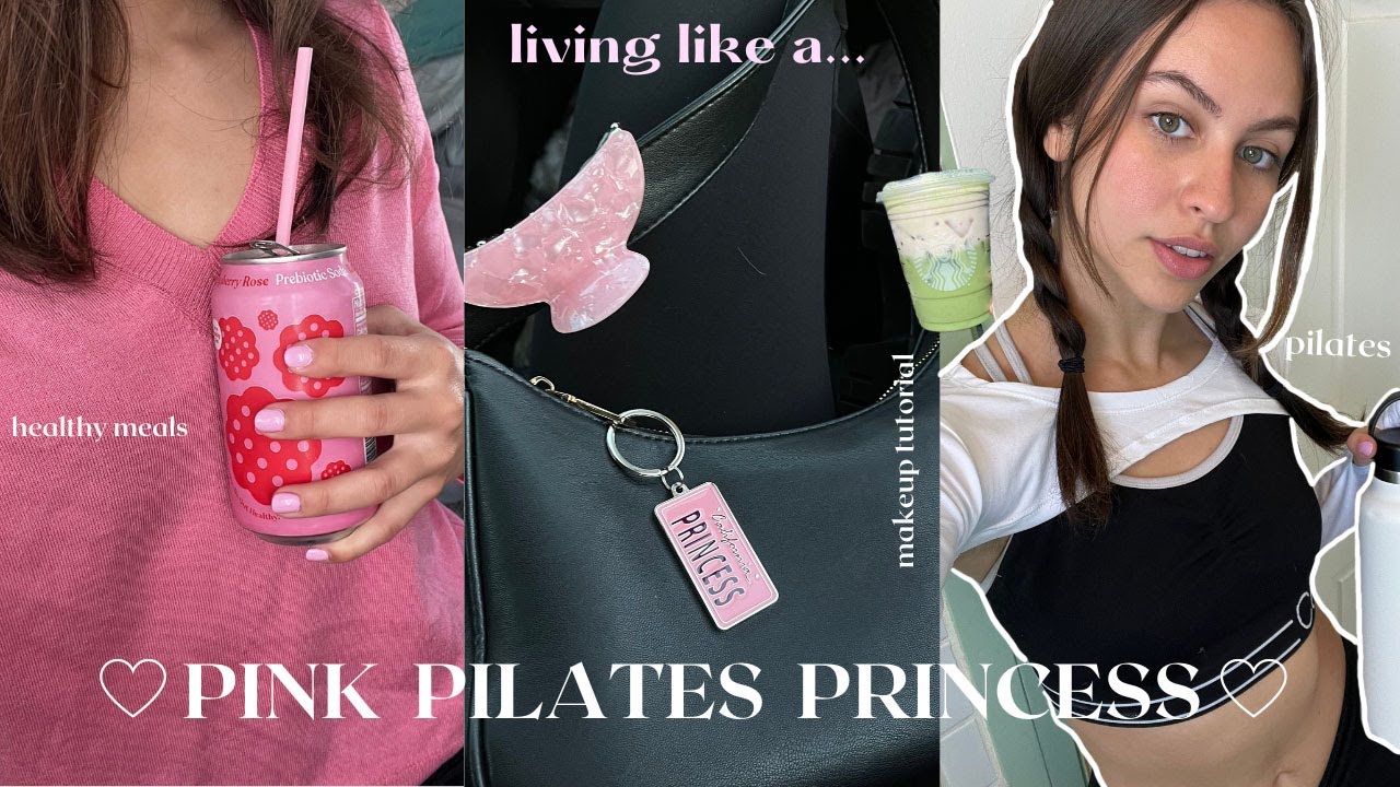 living like a pink pilates princess for a day🎀🤍 (pilates, soft makeup  tutorial, cooking & skincare!) 