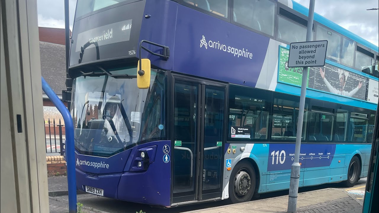 Bus 110 full route from Wakefield to Leeds Arriva 1574 SN69 ZXH