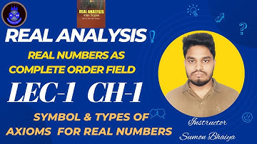 Real Analysis|Ch-1|Lec-1|Real Numbers As Complete Order Field|Symbol & Types of Axiom|B.Sc 3rd Year|