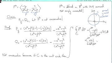 Multivariable calculus 4.3.6: An interesting nonconservative vector field