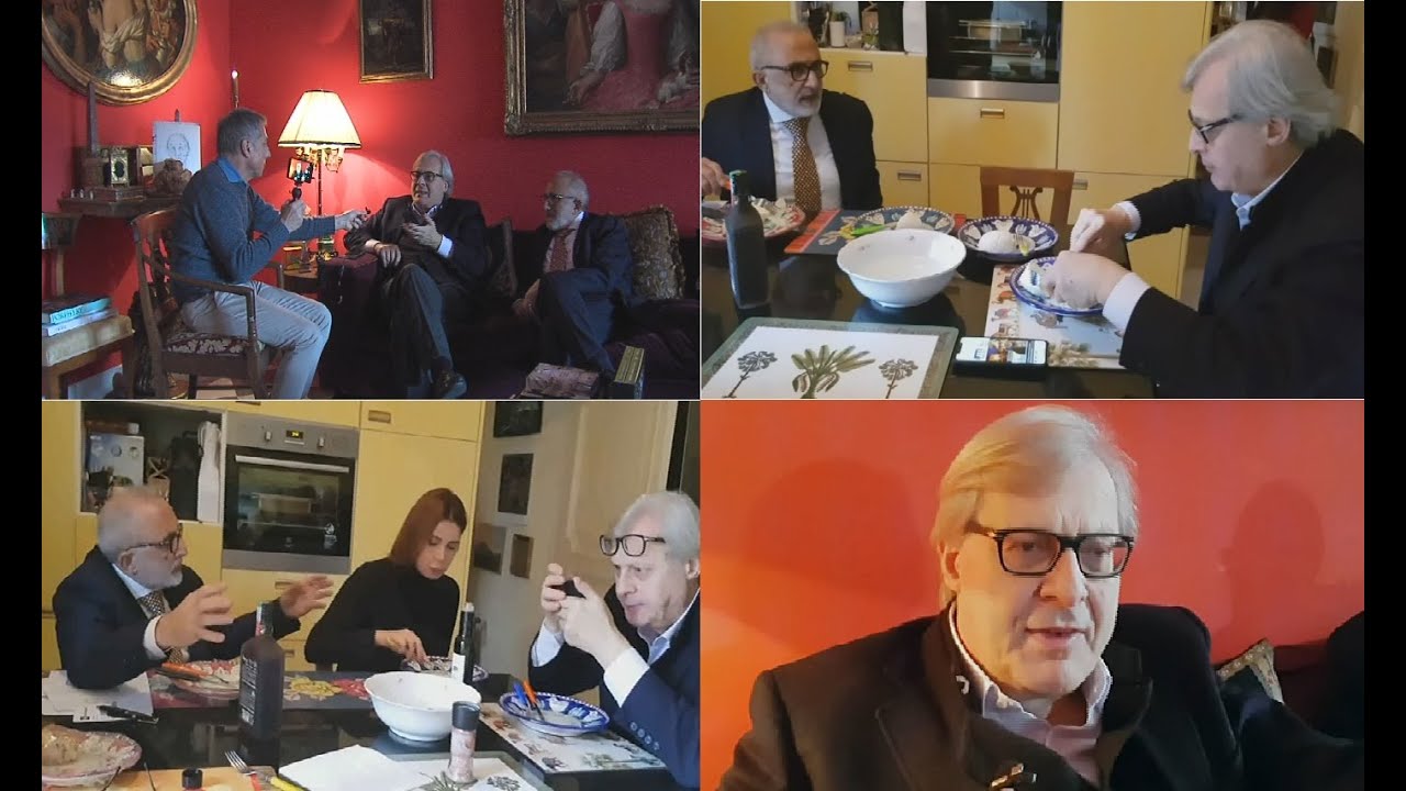 A casa di Vittorio Sgarbi, chiacchiere e mozzarelle... - YouTube