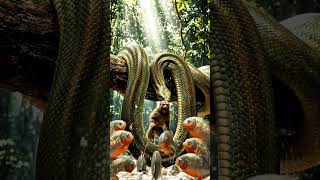 Monkey’s Miracle Escape! Giant Snake vs Hungry Piranhas Attack 🐍🐒"#WildlifeSurvival #MonkeyEscape