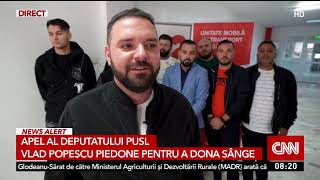 Vlad Popescu Piedone, preşedintele PUSL Sector 5, apel pentru români: Mergeţi şi donaţi sânge!