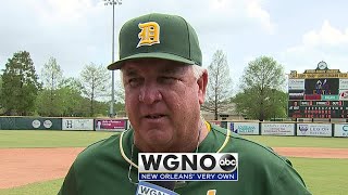 Delgado shuts down LSUE 4-1, breaks even in four-game series